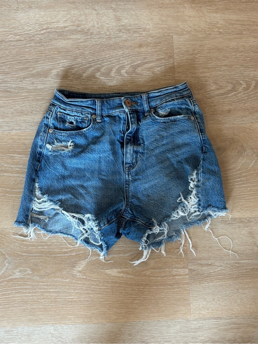 American Eagle Outfitters Distressed Blue Denim Cutoff Shorts